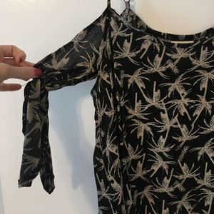 Black/Tan off the Shoulder Tie Tank (Small)